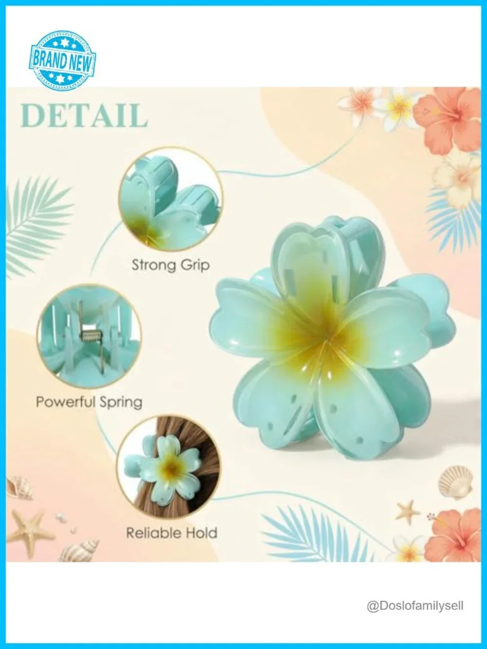 6 Pcs Flower Hair Claw Clips for Thick Hair, Strong Hold Non-Slip Plastic Claws
